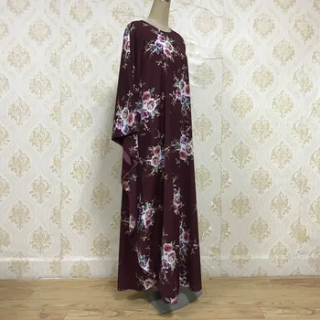 Musulman Musulmonų Eid Abaja Suknelė Maroko Kaftan Ramadanas Islamo Moterų Dubajus Spausdinti Gėlių Malda hijab suknelės Caftan Ilgai Skraiste
