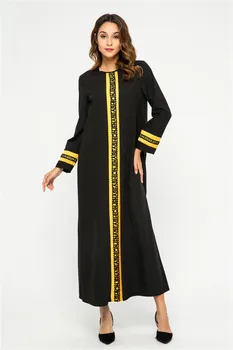 Musulmonų Moterys Dubajus Abaja Juodas Chalatas Ilgomis Rankovėmis Megztinis Musulmonų Mados Suknelės