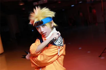 Naruto Uzumaki Perukai Aukso Trumpas Purus Shaggy Sluoksnių Karščiui Atsparių Sintetinių Plaukų Cosplay Kostiumų Perukas + Perukas Bžūp