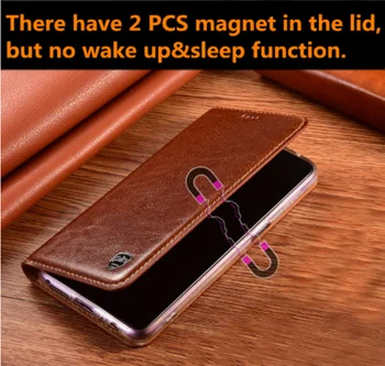 Natūralios odos magnetinio flip cover kortelės turėtojas KOLEGA Realme C2 mobilųjį telefoną atveju KOLEGA Realme 5S dėklo dangtelį coque 