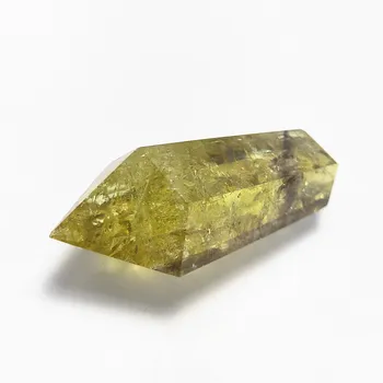 Natūralių kristalų lazdelė Dvigubą Rodyklę citrinas rašė taško, geltonai rusvas kvarco taškų, Namų Puošimas Ornamentais, 116g