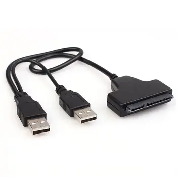 Nauja Juoda 50cm Vario Laidas USB į SATA Kabelis SATA7+15 Pin USB SATA2.0 Adapterio Kabelis SATA nešiojamojo kompiuterio kietąjį diską GHMY