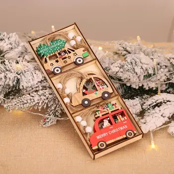Nauja Kalėdinė Dekoracija Prekių Animacinių Filmų Kalėdų Derinys Pakabukas Medinis Automobilių Kalėdų Medžio Apdaila Priedai 11