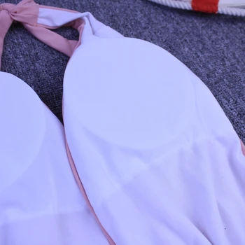 Nauja seksuali 2020 vientisi maudymosi kostiumėlį Moteris Apynasrio vientisos spalvos Low—cut maudymosi kostiumėlį Backless lankas moterų Maudymosi kostiumas Elastingas plaukimo sui