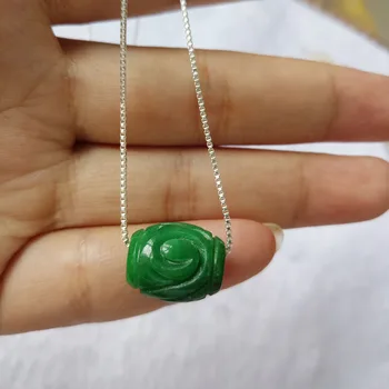 Nauja Siunta Fine Jewelry Kamieninių Green Jade Passepartout Moterims, Karoliai, Pakabučiai