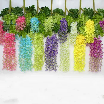Naujas 12PCS Modeliavimas Wisteria Gėlių Dirbtinio Šilko Vynuogių Gėlių Hydrangea Rotango 