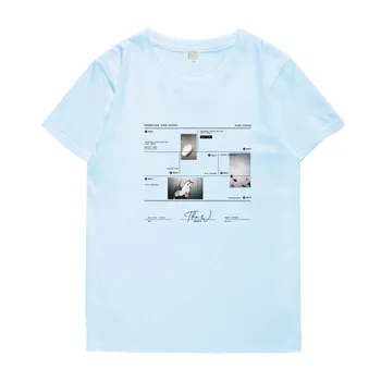 Naujas atvykimo kpop parkas jihoon w albumą pačiu spausdinimo t-shirt vasaros stiliaus unisex o kaklo trumpomis rankovėmis mėgėjams marškinėliai