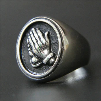 Naujas Atvykimo Mergelės Marijos Rankas Žiedas 316L Nerūdijančio Plieno Mens Žiedas Mados Kietas Sidabras Ovalo formos Poliravimo Žiedas