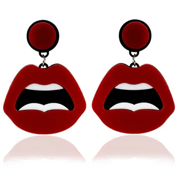 Naujas Cool Naktinis Klubas Seksualus Auskarai Hip-Hop Veidą, Dantis, Burną Raudona Lūpų Akrilo Stud Auskarai Moterims Grandes Mujer Femme серьги зубы