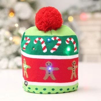 Naujas Kalėdines Dekoracijas Mezgimo LED Lempos Skrybėlę Kalėdų Medžio Sniego Suaugusių Vaikų Skrybėlę Kalėdų Dekoracijos Vaikams Skrybėlę