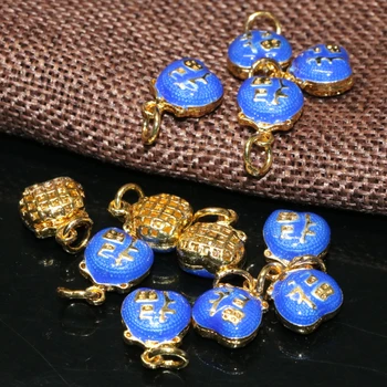 Naujas mados 11*13mm aukso spalva mėlyna emalį palaiminti maišo formos cloisonne lašas priedai tarpiklius karoliukai pakabukai papuošalai 5vnt B2479