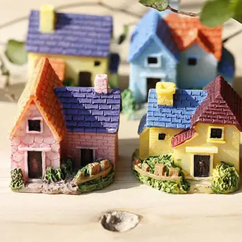 Naujas Mini Pasakų Sodas Miniatiūriniai Dervos Šiaudinius Namus Micro Lėlių Ornamentu Dekoro Atsitiktine Spalva