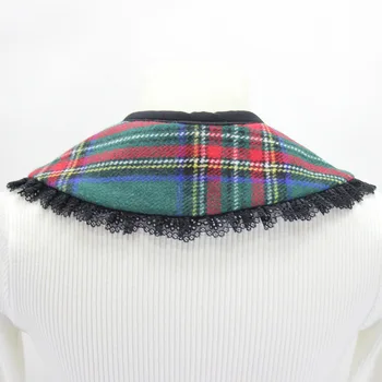 Naujas nuimamas marškinėliai Megztinis Netikrą Apykaklės mados nėriniai marškiniai, Elegantiškas krūva zawalcowany netikrą didelės apykaklės Škotijos vilnonių paltų apykaklės