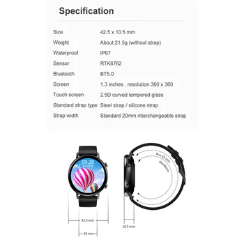 Naujas Smart Watch Vyrų, Moterų Verslo Apyrankė 360*360 Multi-sporto Fitness Tracker Širdies ritmo Monitorius Kraujo Spaudimas VS DT88 S20