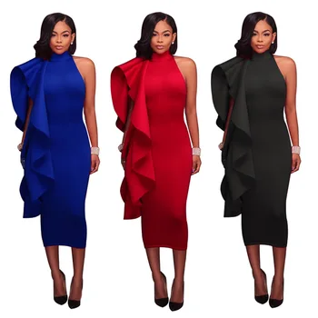 Naujas stilius Afrikos Moterų drabužių Dashiki mados vientisos spalvos įmantrybių suknelė ponios dydis S M L XL 2XL MY236