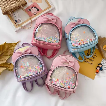 Naujas stilius vaikų maišelį su bowknot cute mados PU mergaičių kuprinės, laisvalaikio princesė ventiliatorius kuprinė