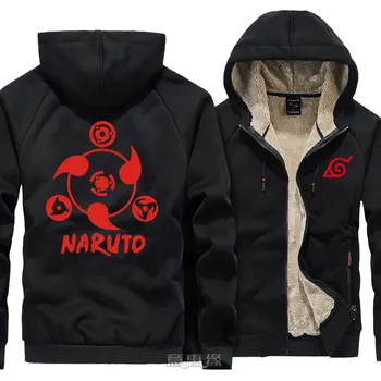 Naujas Uzumaki Naruto hoodie cosplay Ootutuki Hagoromo Sasuke Uchiha Vyrų šiltas kailis striukė Žiemos Zip Iki Gobtuvu Storio Palaidinukė
