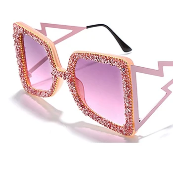 Negabaritinių drugelis kristalų akiniai nuo saulės moterims 2020 Mados Saulės Akiniai moterų Didelis rėmas Aikštėje Gradientas akinius Oculos