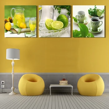 Nemokamas pristatymas 3pcs vaisių ir arbatos sienos meno nuotrauką drobė spausdinti tapybos šiuolaikinio namų dekoro, virtuvės sienų tapyba
