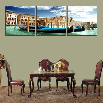 Nemokamas pristatymas modernių namų dekoratyviniai paveikslai Venecijos Tapybos ant drobės 3 Skydelis Sienos menas Su Rėmeliais