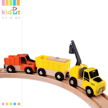 Nemokamas pristatymas Statybinės derinys elektrinio traukinio rinkinį mediniame pastate blokuoti geležinkelio automobilių žaislas vaikų žaislas automobilis dovana