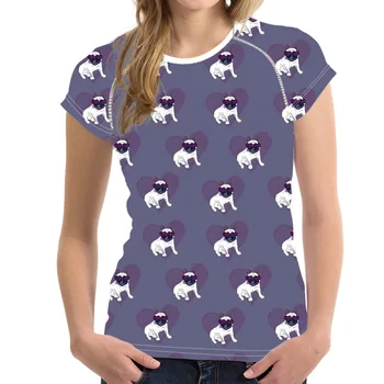 NOISYDESIGNS marškinėliai Moterims Topai Vasara O-kaklo Marškinėlius Mielas Spausdinimas 3d Gyvūnų Panda Pug Šuo Trumpas Rankovės Naujovė Moterų marškinėliai