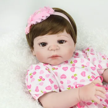 NPK LĖLĖS Bebe atgimsta nekilnojamojo visą silikono kūdikių lėlės, žaislai vaikams, dovana 22 colių 55cm rožinė suknelė nustatyti vaikiška lėlė