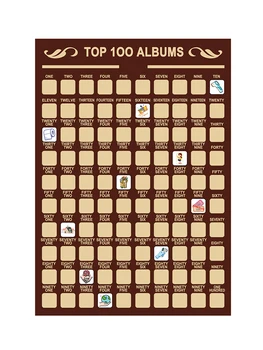 Nulio Plakatas 100VNT Spalvingos Piktogramos Novatoriškų Kambario Dekoro Kibirą Sąrašą 100 geriausių Albumų Išskleidimo Įspūdį Sąrašą