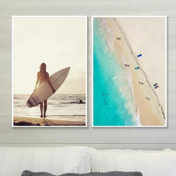 Ocean Beach Moteris Burlenčių Vaizdas, Sienos Meno Tapybos Drobės Šiaurės Plakatai Ir Spausdina Sienos Nuotraukas Gyvenimo Kambario Dekoro