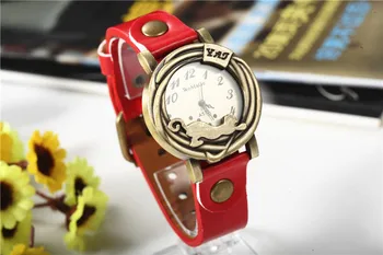 Odinis Laikrodis Aukštos Kokybės Kvarcinis Ciferblatas Žiūrėti Moterų Ruda Raudona Balta Valandą Suknelė Atsitiktinis Laikrodžių Mados Laikrodis Karšto Pardavimo Reloj