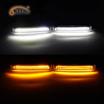 OKEEN 2VNT Universalus Fotografavimas Posūkio Signalo Lemputė LED Šviesos važiavimui Dieną Teka Geltonas Angel Eyes DRL Ašara Juostelės Automobilių Stilius