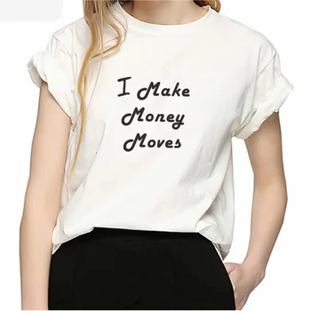 ONSEME I Užsidirbti Pinigų Juda Viršų Moteriška T-marškinėliai Su Spausdinimo Raidžių Vasaros trumpomis Rankovėmis Tees Viršūnes Mados moteriški Drabužiai Q-719