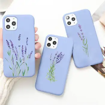 Paprasta Levandos Violetinės Gėlės Telefono dėklas Saldainiai Mėlynos Spalvos iPhone 11 12 pro XS MAX 8 7 6 6S Plus X 5S SE 2020 XR