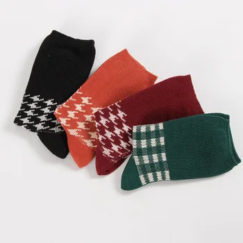 Pavasarį, Rudenį Medvilnės Houndstooth Moterų kojinės Harajuku Kūrybos Viduryje Vamzdis Kojinių Moterų Japonijos Mados Pledas Grupavimas Kojinės