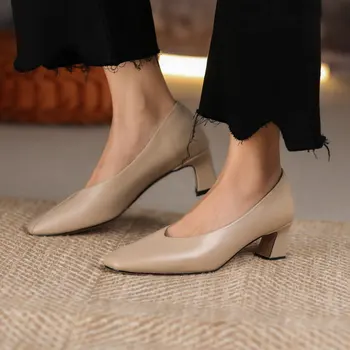 Pavasarį, vasarą office ponios batai aukštakulniai visiškai originali moterų oda siurbliai, prekės ženklo moterų batai didelio dydžio 34-43