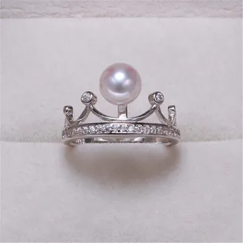 PEISENI natūralių gėlavandenių perlų žiedas puikus apvalios Lajos stiliaus Vestuviniai Žiedai 925 Sterlingas Sidabro Žiedai Moterims