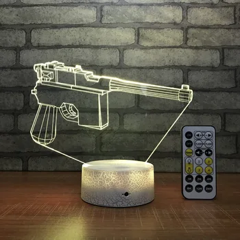 Pistoletas LED 3D Lentelės, Stalo Lempos USB 7 Spalvų Keitimas Naktį Šviesos Vaikai Miego Apšvietimas, Dovana, Namų Dekoro Balta Bazė su RF Valdytojas