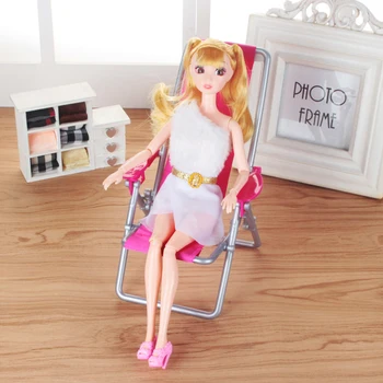 Plastikiniai Mini Lėlės, Sulankstomas Paplūdimio Kėdės Miniatiūriniai Lėlių Kaitintis Recliner Denio Kėdės Baldų Priedai Barbie Žaislas