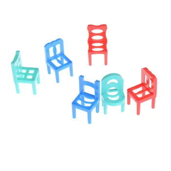 Plastikinės Kėdės Tuščiaviduriai Geometrinis Kėdė Lėlės Priedai Mini Balansas Stalas 2.8*2.8*5cm