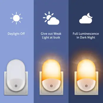 Plug-in LED Nakties Šviesos su Smart Sutemų iki Aušros Jutiklis Automatinis Tamsos Britness Sienos Šviesos, Miegamojo, Vonios kambario Laiptais Karšto