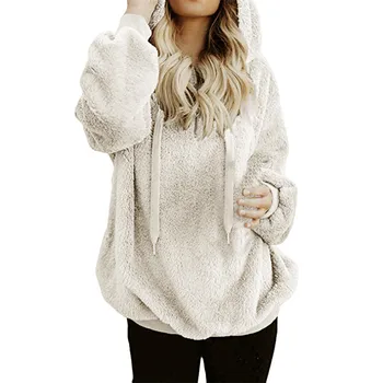 Plus size hoodies moterų apsiaustai 2021 m. rudens žiemos kietas hoodies moterims palaidinės atsitiktinis paltai moterų šiltas gobtuvu kišenėje megztinis