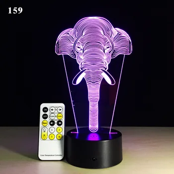Populiarus stilius 3D mažas dramblys pav led lempos septynių spalvų usb kištukas, elektros energijos, kūrybos dovana, siųsti draugams, didmeninė Y74