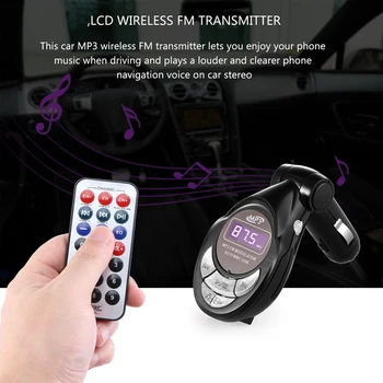 Powstro Car MP3 Player FM Transmitter LCD Wireless FM Siųstuvas Automobilinis MP3 Grotuvas, palaikomas USB SD MMC kortelės Lizdas, su Nuotolinio Valdymo