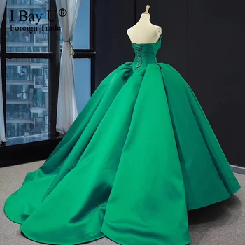 Prabanga 3D Formos, Žalia Kamuolys Chalatai Vestuvės Dress 2020 Saudo Arabijos Dubajus Satino Derliaus Musulmonų Vestuvinės Suknelės chalatas de mariee