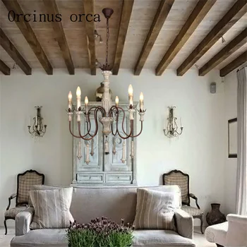 Prancūzijos šalies senovinė medžio masyvo meno lempos kambarį senas kaustytomis geležies dvigubo sluoksnio restoranas lempos miegamųjų vila šviestuvai