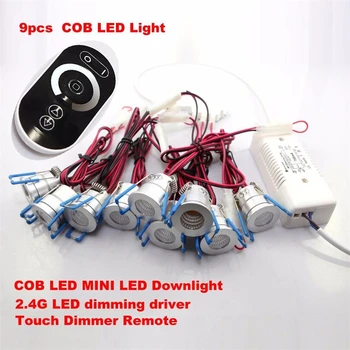 Pritemdomi 3Wx9pcs COB Mini LED Šviestuvai Kabinetas Šviesos Šiltai Balta Šalta Balta Natūralus Baltas LED Palaidotas Lempos AC110V 220V