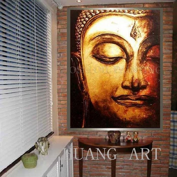 Profesionalių dailininkų, rankų darbo, aukštos kokybės abstrakti tapyba aukštos kokybės alyva tapybos aukso Budos ranka-dažytos auksinis Buda