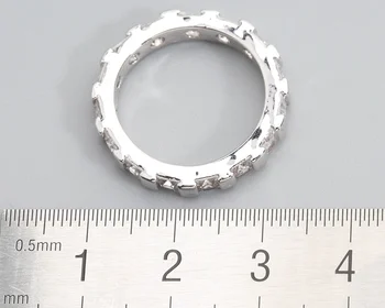 Radient Balto Akmens 3*3mm, pusbrangių Akmenų, Sidabro Kietas Moterų Žiedas Q1552