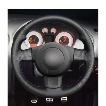 Ranka prisiūta Juoda PU Dirbtinė Oda Automobilių Vairo Dangtelis Seat Leon FR|Cupra (MK2 1P) Ibiza FR (6L) 2005-2008 m. 2009 m.