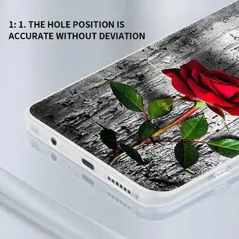Raudona Rožė Gėlių Atveju Xiaomi Redmi Pastaba 9S 8 9 8T 7 9A 7A 8A 6A K30 Pro Permatomas Matinis Silikonas Telefono Dangtelį Krepšys